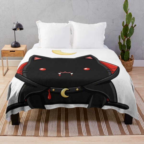Item preview, Vampire Cat with Moon and Collar — Elegant Kawaii Style designed and sold by SoyPanteraCat.
