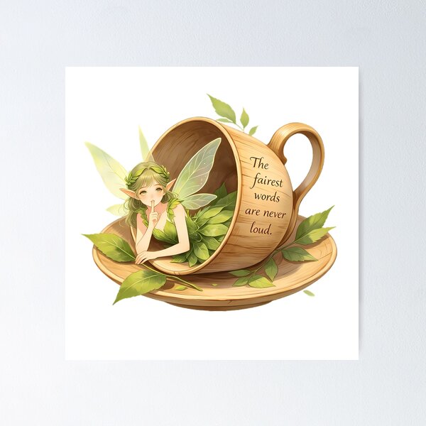 Item preview, The Fairest Words Are Never Loud — Quiet Teacup Fairy designed and sold by Bondingbonding.