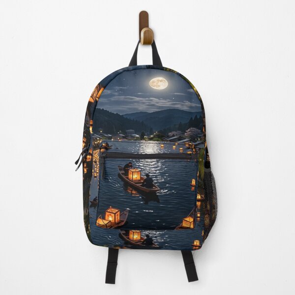 Item preview, Illuminated Japanese Lantern Boats Drifting Down Night River designed and sold by Solomon-Ent-144.