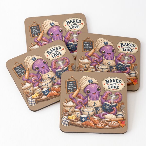 Item preview, Octopus Baker Baking with Love - Cozy Autumn Sticker designed and sold by TheSlowShore.