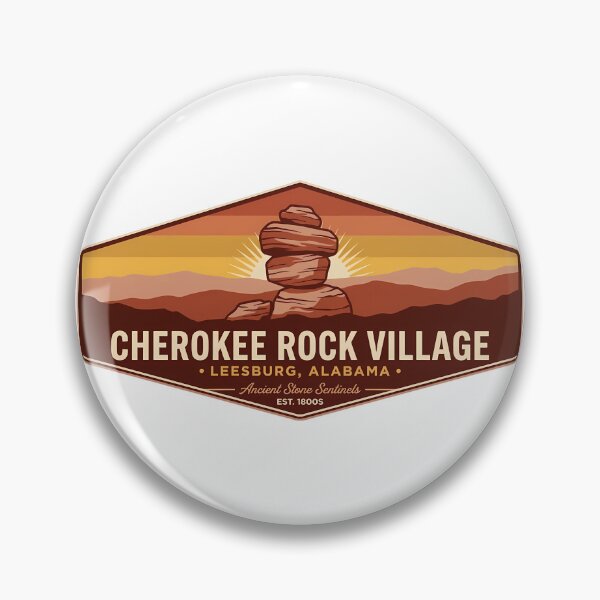 Item preview, Cherokee Rock Village Alabama Vintage Travel Badge Sticker designed and sold by DetourDgn.