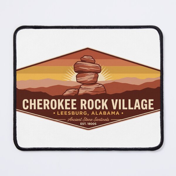 Item preview, Cherokee Rock Village Alabama Vintage Travel Badge Sticker designed and sold by DetourDgn.