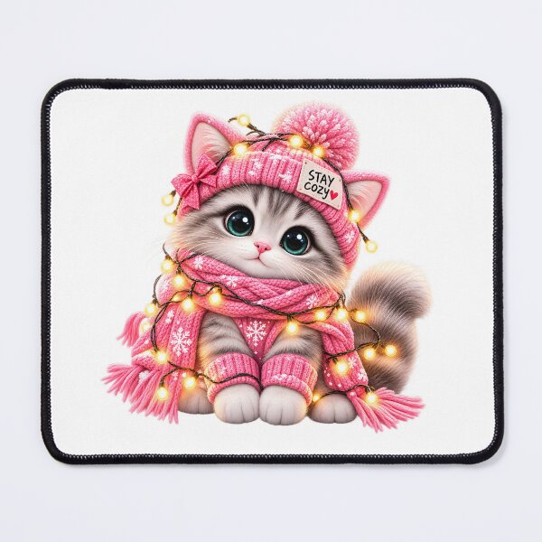 Item preview, Stay Cozy Pink Winter Kitten designed and sold by TinyWeird.