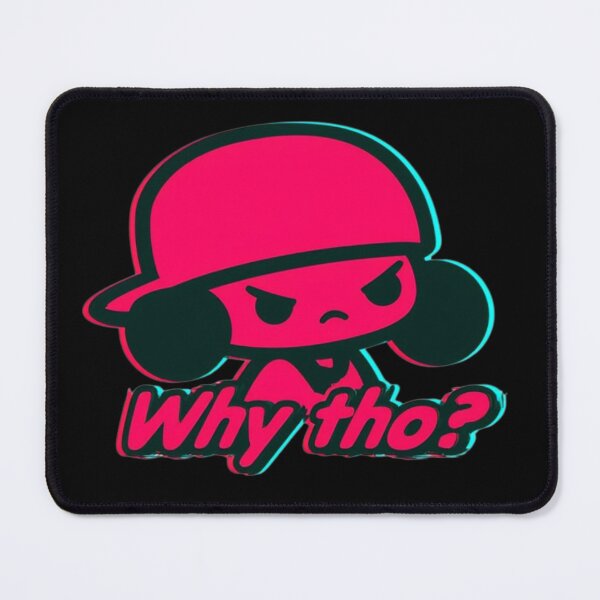 Item preview, Angry Cartoon Character Wearing Cap With 'Why Tho?' Neon Glitch Text Retro Pop Sticker designed and sold by KanDa-Shop.