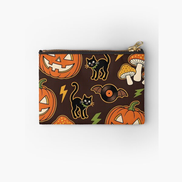Item preview, Retro 70s Halloween Groove — Jack-o-Lantern Black Cat Mushroom Vinyl Bat Seamless Pattern designed and sold by Amplify-n-Co.