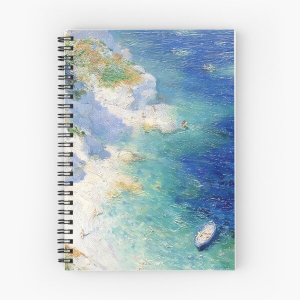 Item preview, French Riviera Beach, Summer Blue Ocean Oil Painting Print designed and sold by AfterTheRainGallery.