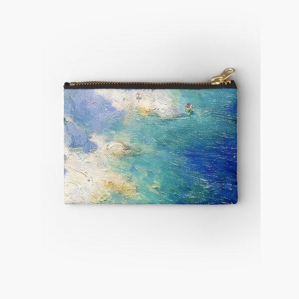 Item preview, French Riviera Beach, Summer Blue Ocean Oil Painting Print designed and sold by AfterTheRainGallery.
