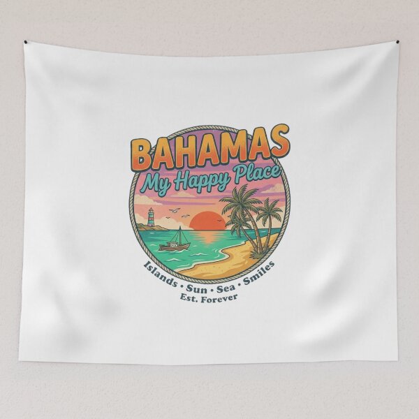 Item preview, Bahamas My Happy Place, Vintage Tropical Beach Sunset designed and sold by KreatoLab.