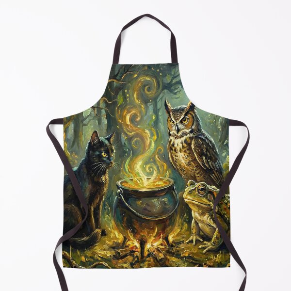 Item preview, Enchanted Halloween Forest Cat Owl Frog Witchy Art designed and sold by cr6zym1nd.