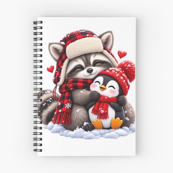 Item preview, Cute Winter Raccoon and Penguin Hug designed and sold by TinyWeird.