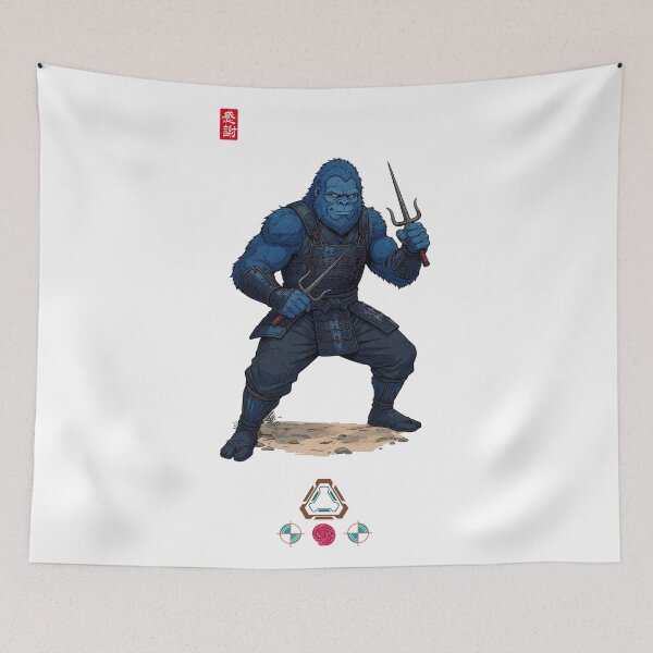 Item preview, Ninja Blue Bigfoot with Sai designed and sold by Whimsy Trail Co.