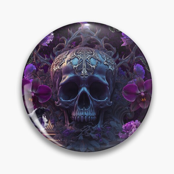 Item preview, Purple Gothic Skull and Raven Floral Collage designed and sold by Side By Side Studio.