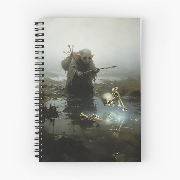 Item preview, Goblincore Swamp Goblin Fishing for Skeletons Dark Forest Fantasy designed and sold by cr6zym1nd.