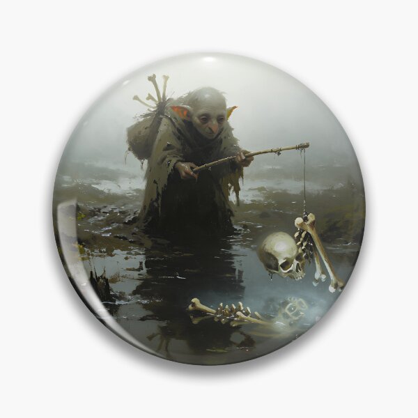 Item preview, Goblincore Swamp Goblin Fishing for Skeletons Dark Forest Fantasy designed and sold by cr6zym1nd.