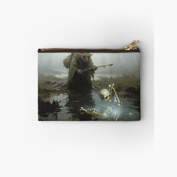 Item preview, Goblincore Swamp Goblin Fishing for Skeletons Dark Forest Fantasy designed and sold by cr6zym1nd.