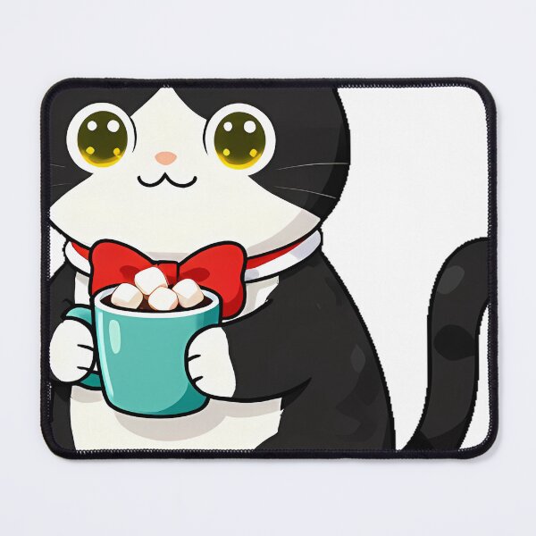Item preview, Cute Tuxedo Cat with Hot Cocoa and Marshmallows Icon designed and sold by pumsquare.