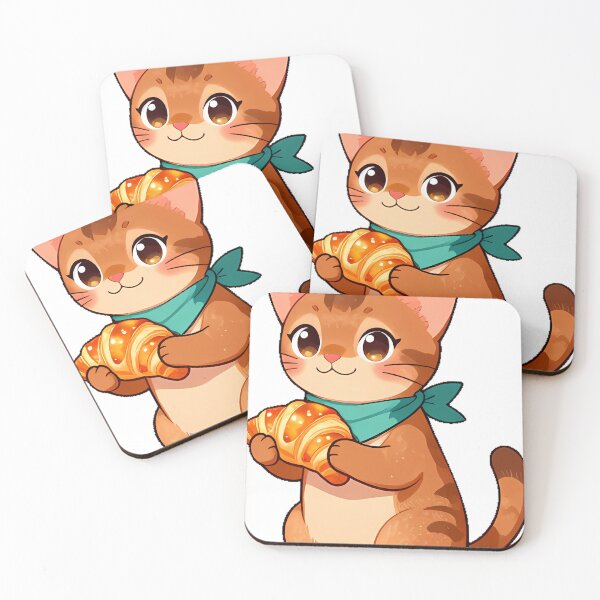 Item preview, Cute Abyssinian Cat with Butter Croissant Icon designed and sold by pumsquare.