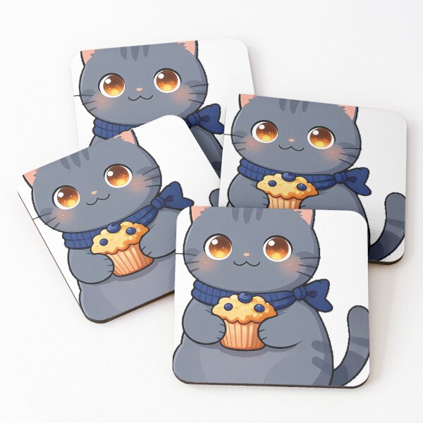 Item preview, Cute Chartreux Cat with Blueberry Muffin Icon designed and sold by pumsquare.