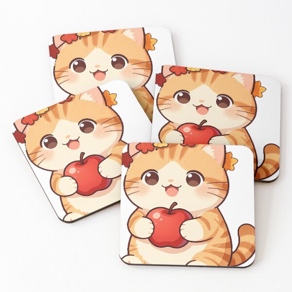 Item preview, Cute Munchkin Kitten with Autumn Apple Icon designed and sold by pumsquare.