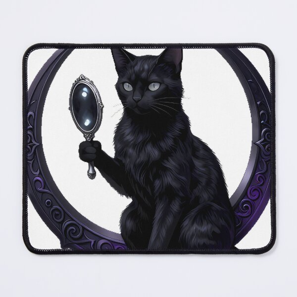 Item preview, Gothic Hematite Cat Shadow Scrying Mirror designed and sold by IllumeInk.