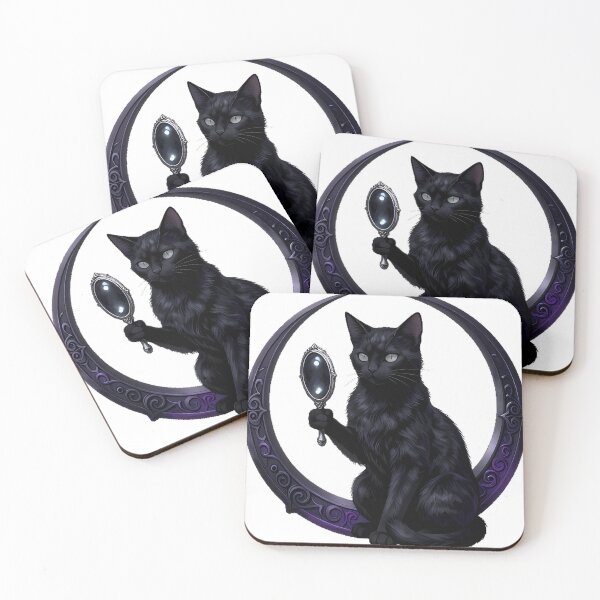 Item preview, Gothic Hematite Cat Shadow Scrying Mirror designed and sold by IllumeInk.