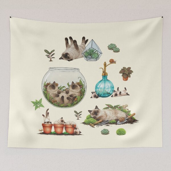 Item preview, Sleepy Siamese Cats and Botanical Terrarium Sticker Pack designed and sold by chillaxcats.