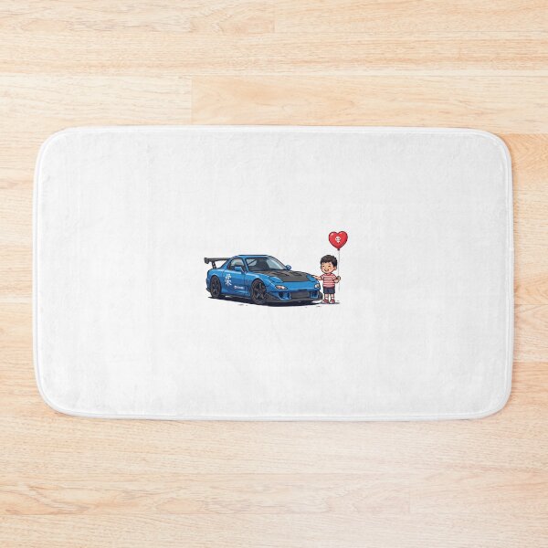 Item preview, Cute Kawaii Kid with Blue JDM RX7 Drift Car and Panda Heart Balloon Vector designed and sold by KaleeDesigns.