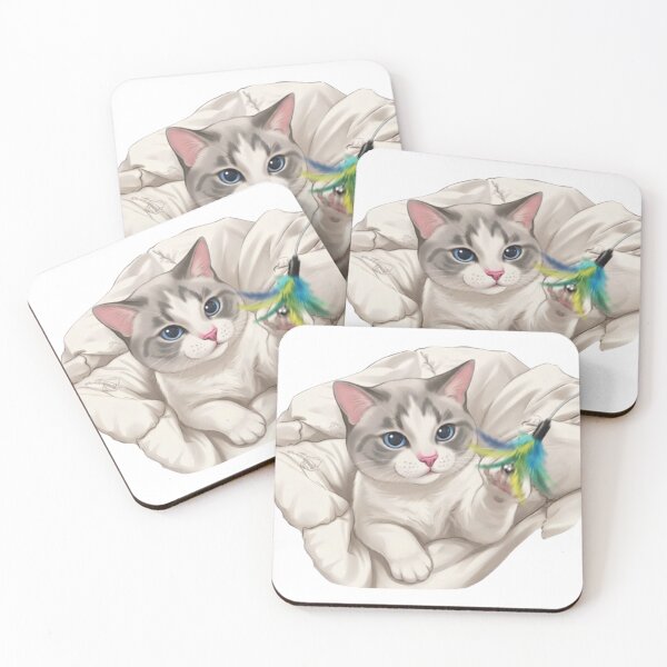 Item preview, Playful Cute Kitten BB Playing With Feather Toy Digital Art designed and sold by PetalsPaws.