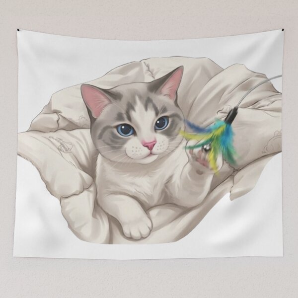 Item preview, Playful Cute Kitten BB Playing With Feather Toy Digital Art designed and sold by PetalsPaws.