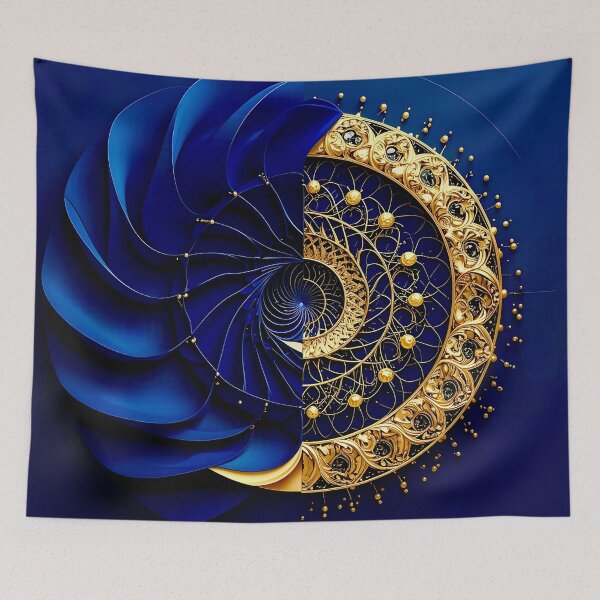 Item preview, Classic Sapphire and Gold Filigree Geometric Vortex designed and sold by Vicky Brago-Mitchell®.