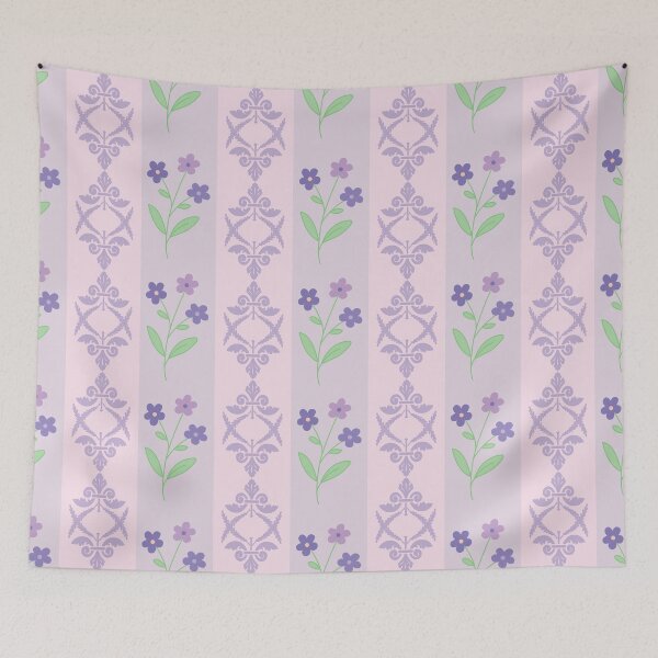 Item preview, Vintage Purple Damask And Floral Striped Seamless Pattern designed and sold by prapapon.