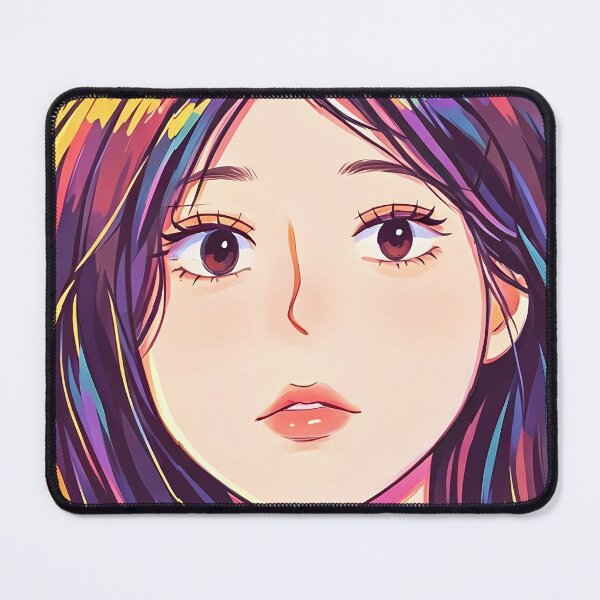 Item preview, Title: Rainbow Shimmer Hair Girl with Beaded Necklace — Portrait Art designed and sold by Bondingbonding.