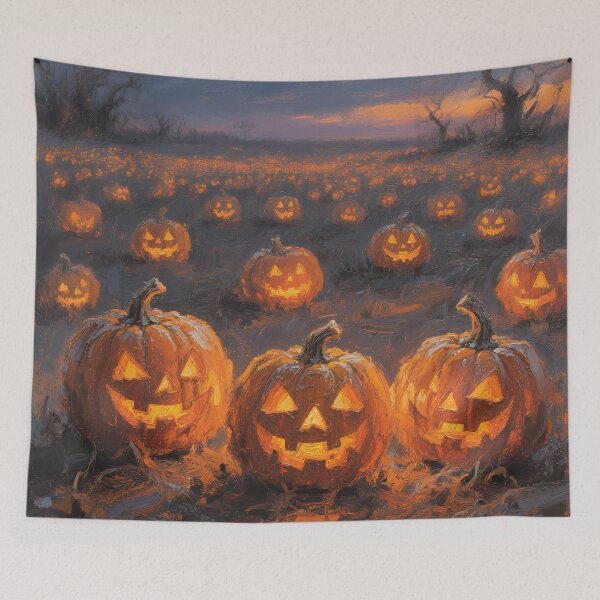 Item preview, Haunted Pumpkin Field Halloween Jack O Lantern Art designed and sold by cr6zym1nd.