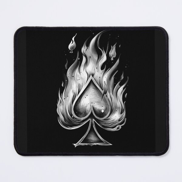 Item preview, Flaming Spade Symbol Black and White Poker Casino Fire Art Design designed and sold by inkoutninja.