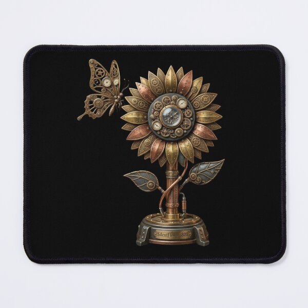 Item preview, Steampunk Sunflower Clock Mechanical Butterfly Art designed and sold by SilentFlower.