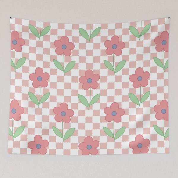 Item preview, Cute Pink Daisy Floral Seamless Checkerboard Pattern designed and sold by prapapon.