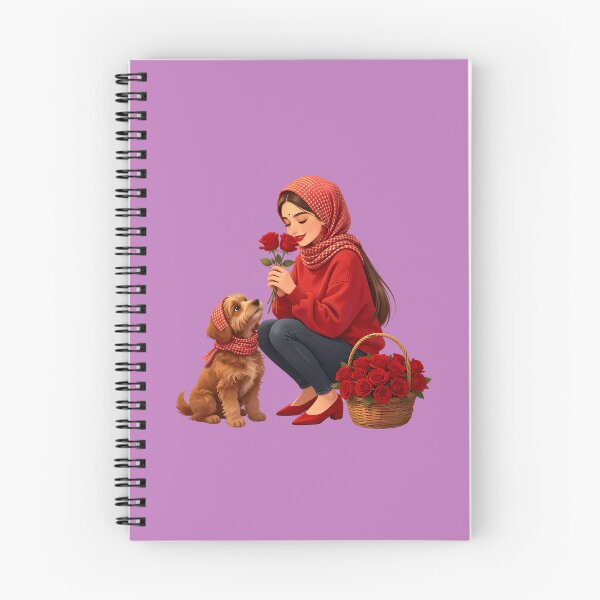 Item preview, Woman with Red Roses and Matching Fluffy Dog designed and sold by Bondingbonding.