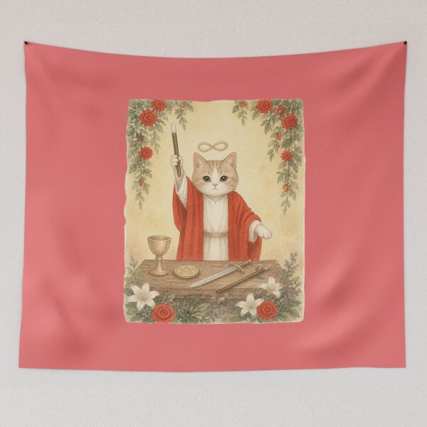 Item preview, Tarot Cat Illustration | Cat Magician Design, Floral Vintage designed and sold by QuicksandCase.