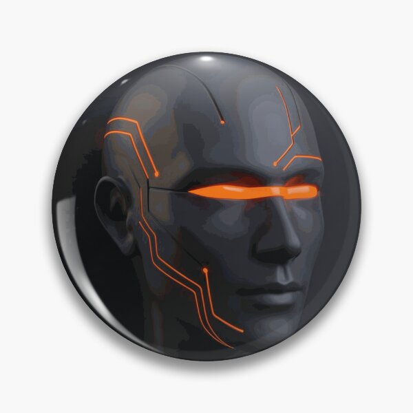 Item preview, Futuristic Black Cybernetic Face with Orange Neon Lines designed and sold by NorcrossPENCIL.