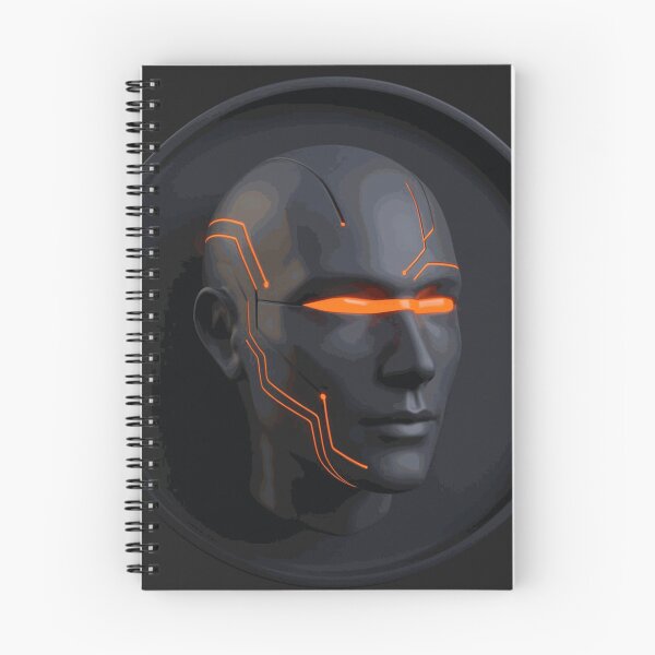 Item preview, Futuristic Black Cybernetic Face with Orange Neon Lines designed and sold by NorcrossPENCIL.