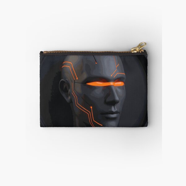 Item preview, Futuristic Black Cybernetic Face with Orange Neon Lines designed and sold by NorcrossPENCIL.