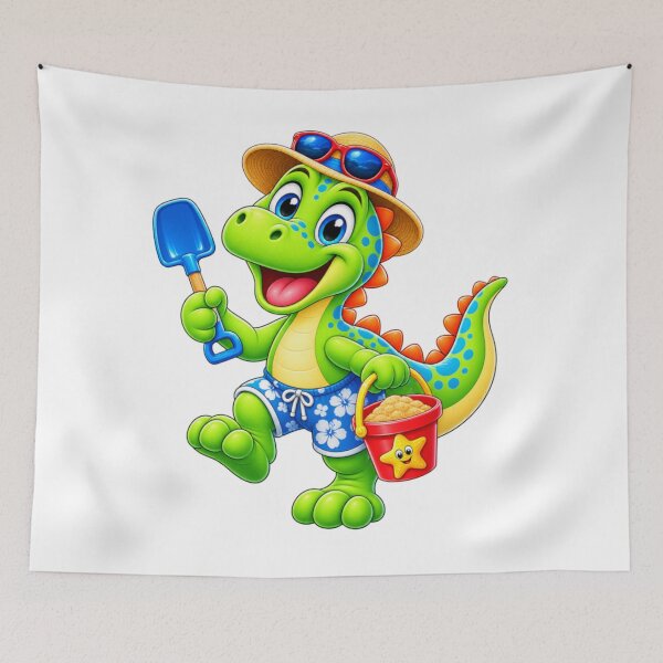 Item preview, dinosaur T-Rex sea side with bucket and spade designed and sold by JamesDunican.