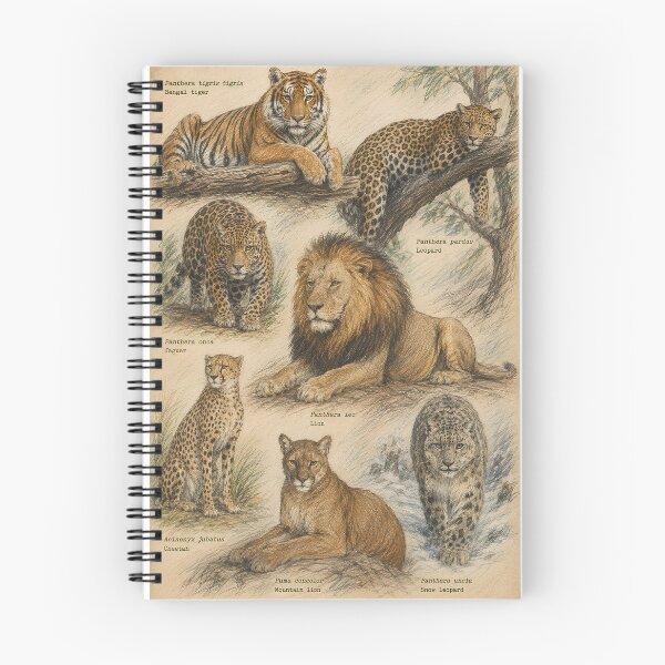 Item preview, Vintage Big Cats Scientific Illustration | Natural History Felidae Zoology designed and sold by Extravanganzza.