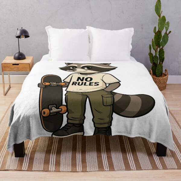 Item preview, Cool Skater Raccoon - No Rules Skateboarding Mascot designed and sold by MascotFoundry.