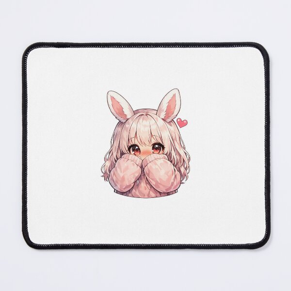 Item preview, Shy Bunny Anime Sticker Chibi Kawaii Blushing Character for Soft Girl Fans designed and sold by CutePrintCorner.
