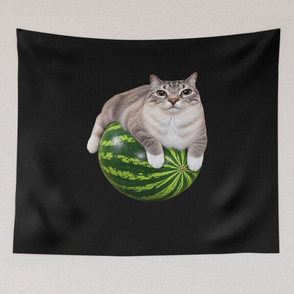 Item preview, Funny Cat on Watermelon Meme Art designed and sold by elderberry.