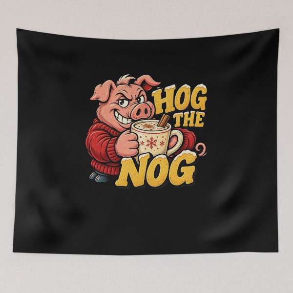 Item preview, Funny Hog The Nog Christmas Pun Pig Eggnog Art designed and sold by elderberry.