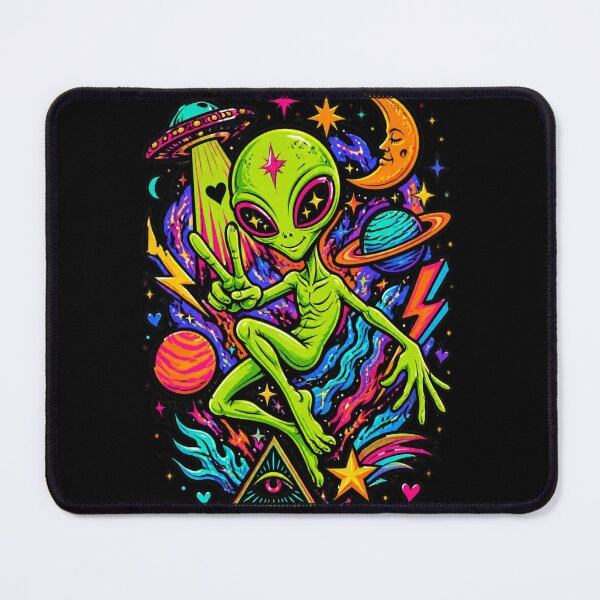 Item preview, Psychedelic Neon Peace Alien Space Pop Art designed and sold by Skyrocketz.