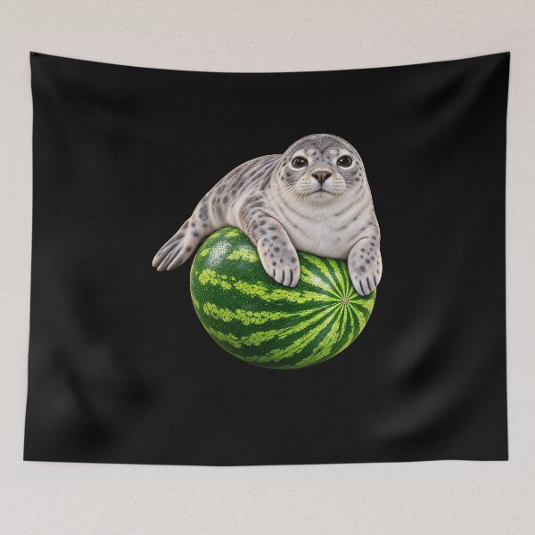 Item preview, Spotted Seal Pup and Watermelon designed and sold by elderberry.