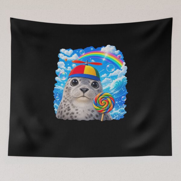 Item preview, Funny Seal With Propeller Cap and Lollipop Hopecore Art designed and sold by elderberry.